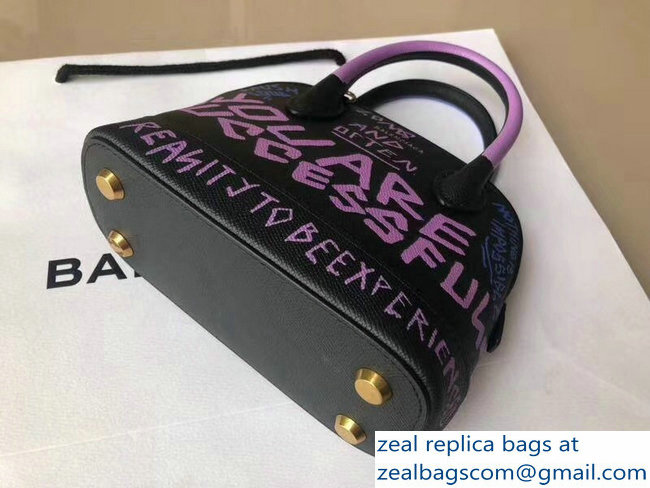 Balenciag Graffiti Logo Ville Top Handle Mini Bag Blue/Lilac 2018