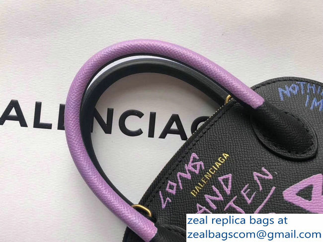 Balenciag Graffiti Logo Ville Top Handle Mini Bag Blue/Lilac 2018 - Click Image to Close