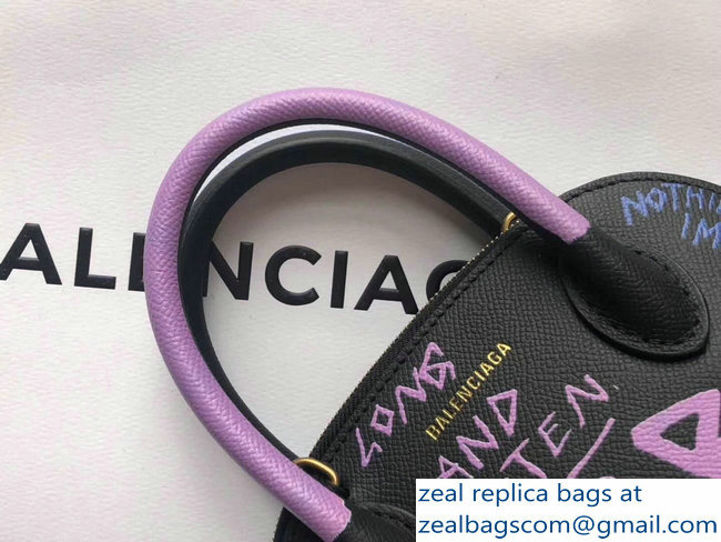 Balenciag Graffiti Logo Ville Top Handle Mini Bag Blue/Lilac 2018