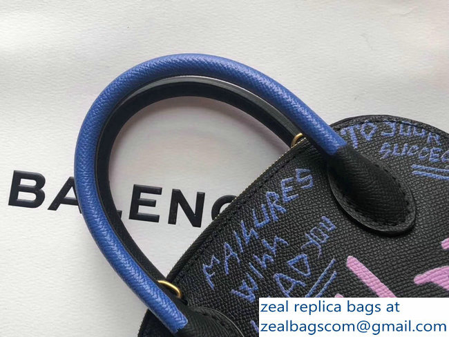 Balenciag Graffiti Logo Ville Top Handle Mini Bag Blue/Lilac 2018