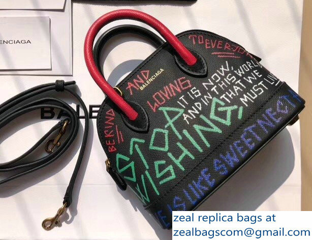 Balenciag Graffiti Logo Ville Top Handle Mini Bag Red/Blue/Green 2018