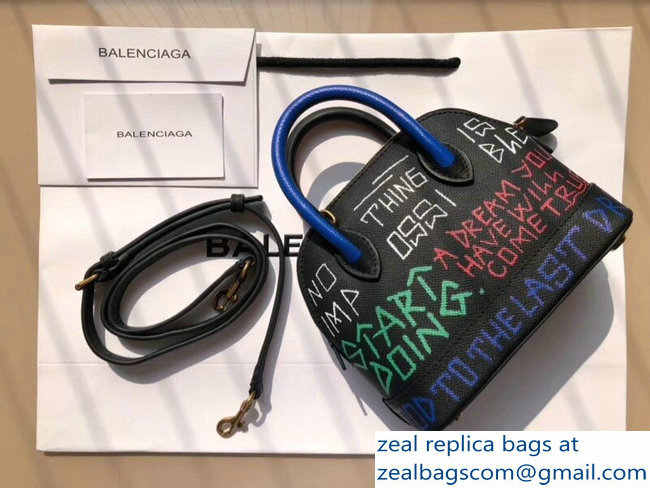 Balenciag Graffiti Logo Ville Top Handle Mini Bag Red/Blue/Green 2018