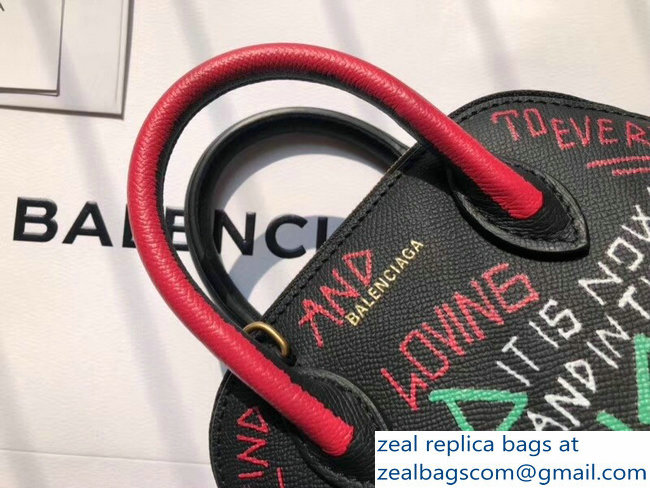 Balenciag Graffiti Logo Ville Top Handle Mini Bag Red/Blue/Green 2018 - Click Image to Close