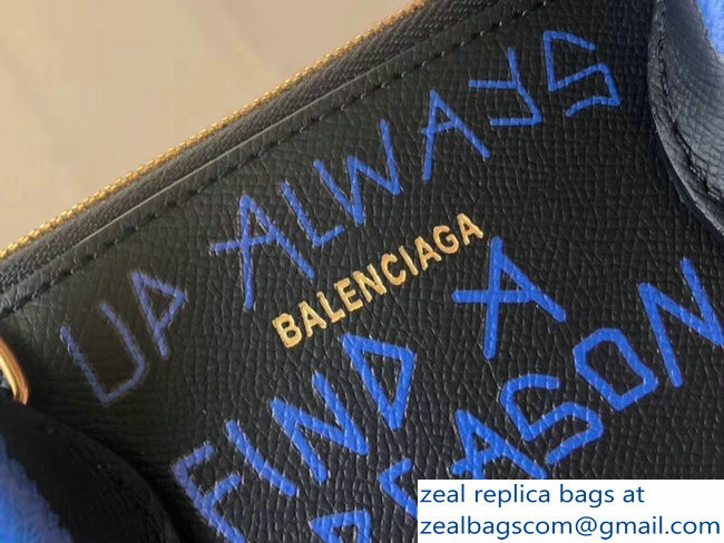 Balenciag Graffiti Logo Ville Top Handle Small Bag Blue/Lilac 2018 - Click Image to Close