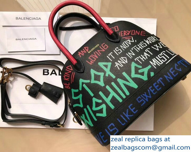 Balenciag Graffiti Logo Ville Top Handle Small Bag Red/Blue/Green 2018 - Click Image to Close