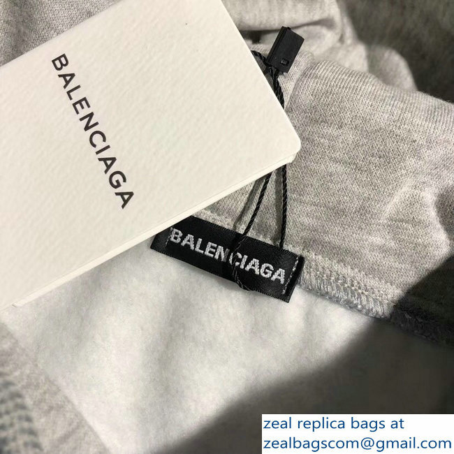 Balenciaga BB Logo Hoodie Sweater Gray 2018 - Click Image to Close