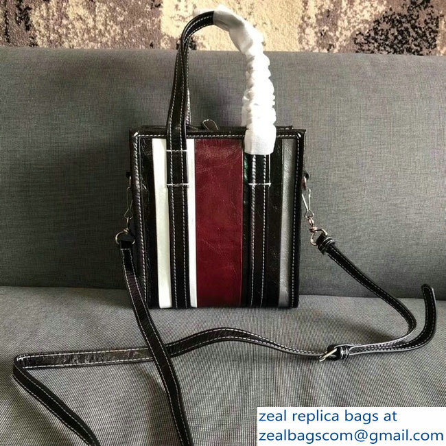 Balenciaga Bazar XXS Shopping Bag Black/Burgundy/White 2018 - Click Image to Close