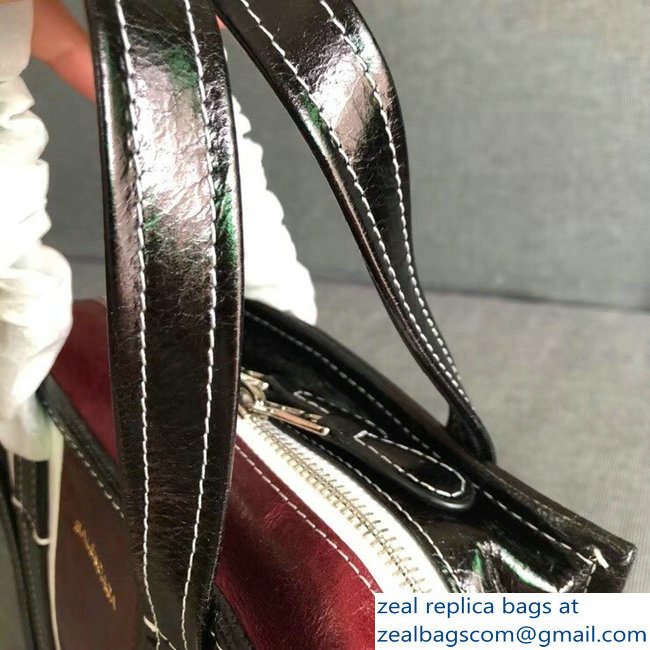 Balenciaga Bazar XXS Shopping Bag Black/Burgundy/White 2018 - Click Image to Close