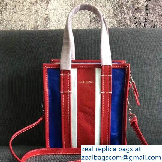 Balenciaga Bazar XXS Shopping Bag Blue/Red/White 2018 - Click Image to Close