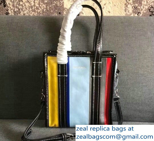 Balenciaga Bazar XXS Shopping Bag Red/Etoupe/Pale Blue/Blue/Yellow 2018