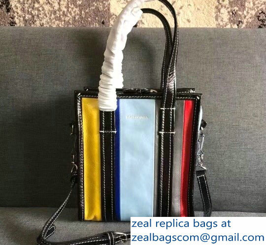 Balenciaga Bazar XXS Shopping Bag Red/Etoupe/Pale Blue/Blue/Yellow 2018 - Click Image to Close