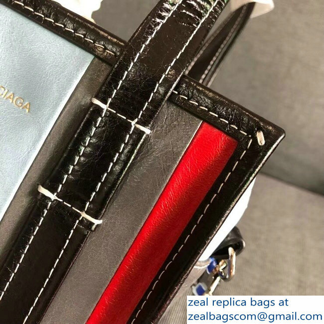 Balenciaga Bazar XXS Shopping Bag Red/Etoupe/Pale Blue/Blue/Yellow 2018 - Click Image to Close