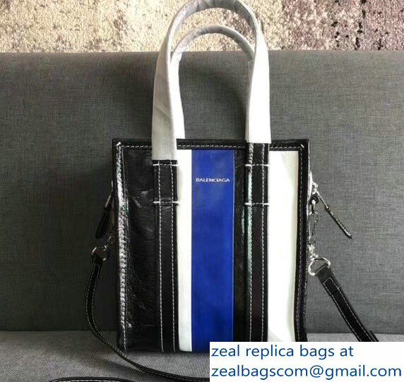 Balenciaga Bazar XXS Shopping Bag White/Blue/Black 2018 - Click Image to Close