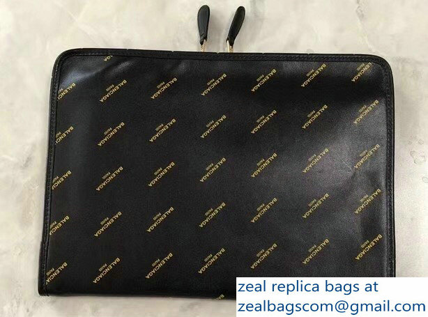 Balenciaga Bazar Zipped Pouch Clutch Bag All Over Logo Black 2018