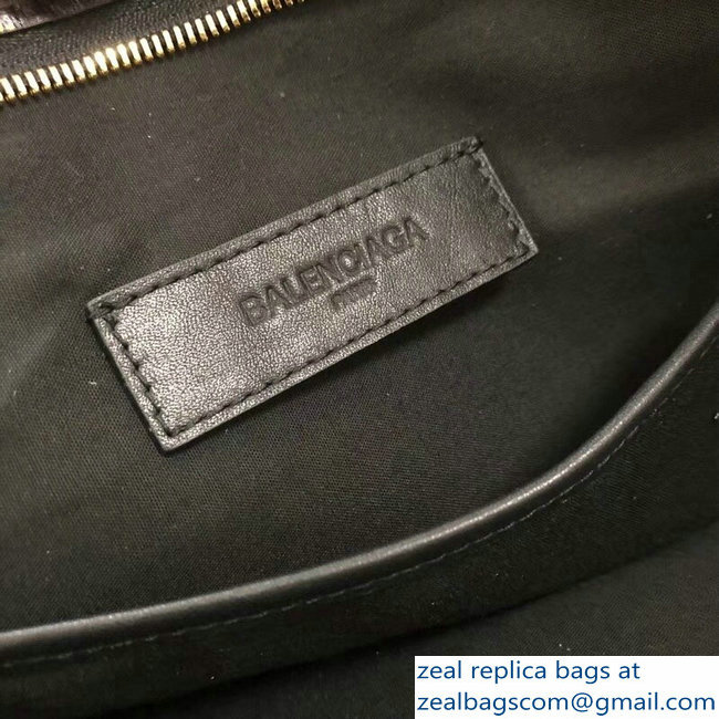 Balenciaga Bazar Zipped Pouch Clutch Bag All Over Logo Black 2018 - Click Image to Close