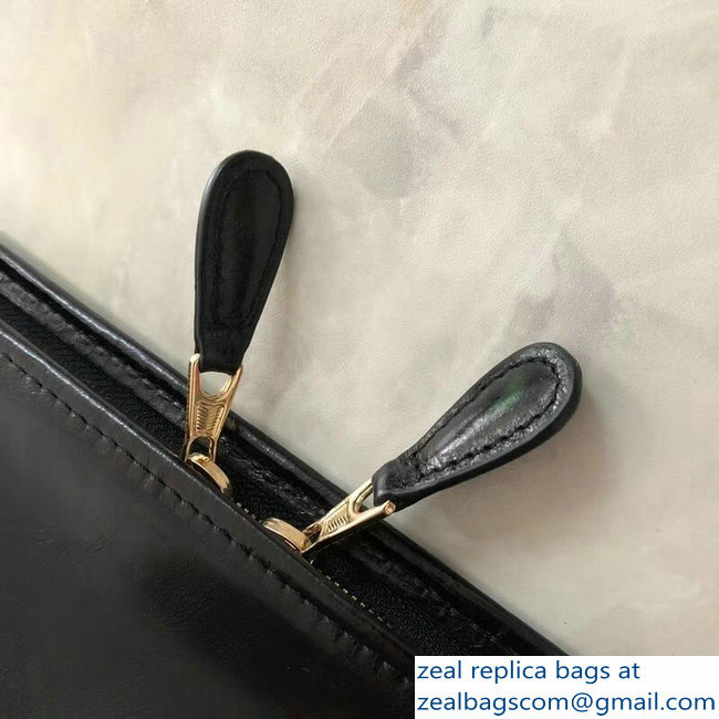 Balenciaga Bazar Zipped Pouch Clutch Bag Gold Logo Black 2018 - Click Image to Close