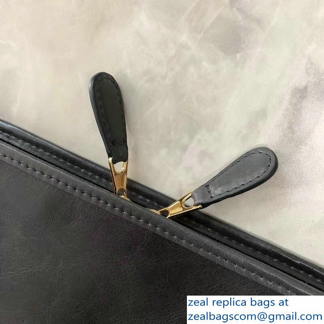 Balenciaga Bazar Zipped Pouch Clutch Bag Gold Logo Etoupe 2018