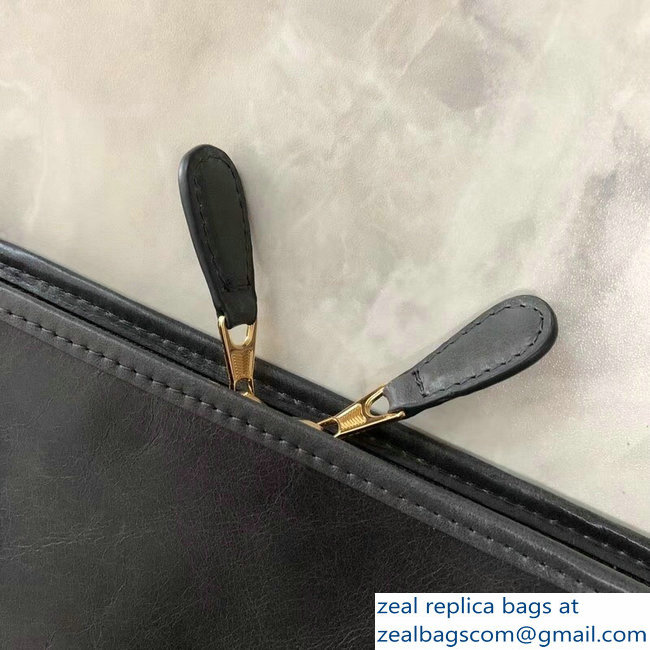 Balenciaga Bazar Zipped Pouch Clutch Bag Gold Logo Etoupe 2018 - Click Image to Close