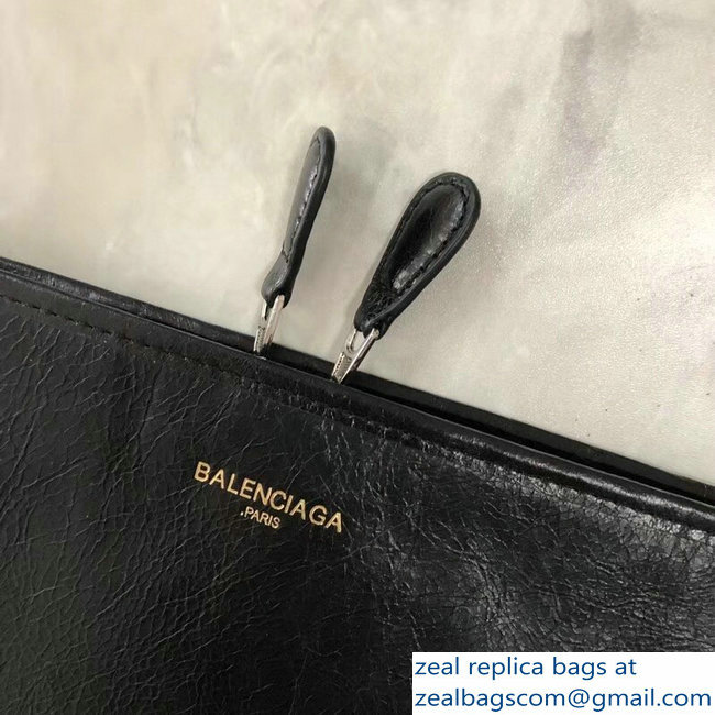 Balenciaga Bazar Zipped Pouch Clutch Bag Logo Black 2018 - Click Image to Close