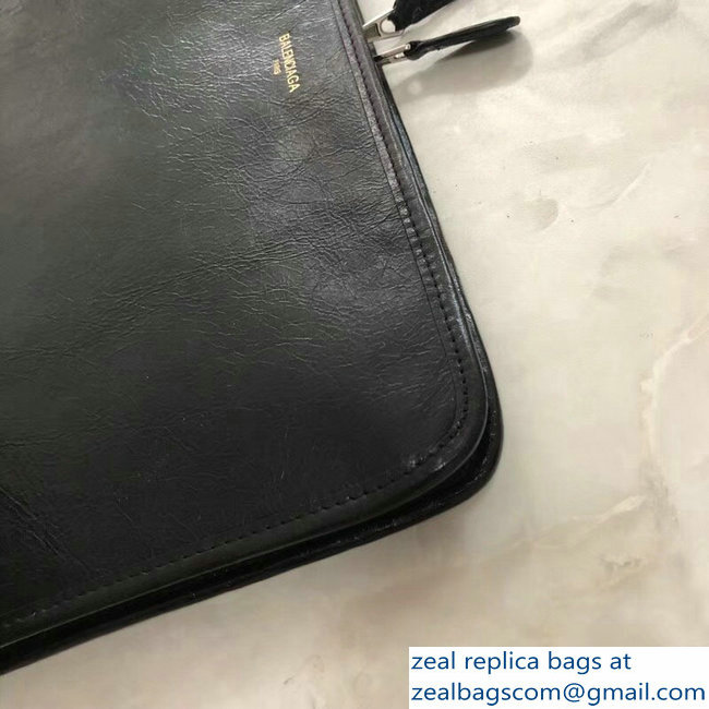 Balenciaga Bazar Zipped Pouch Clutch Bag Logo Black 2018
