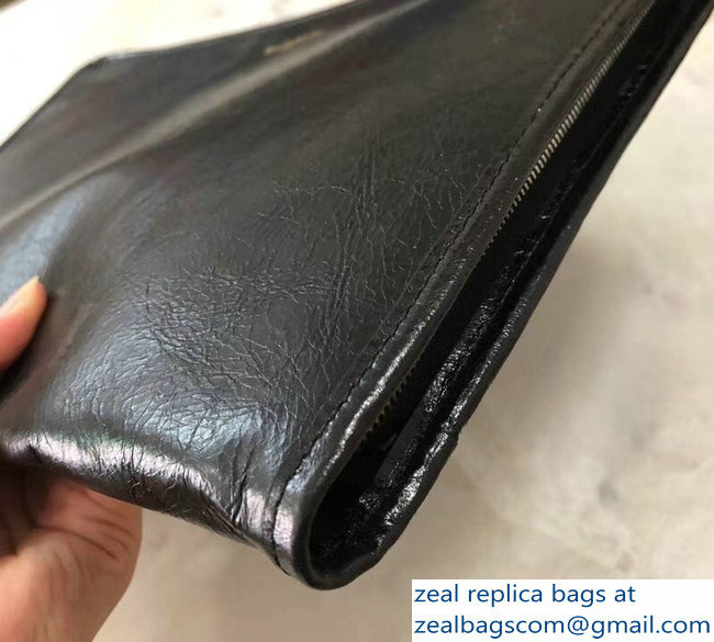 Balenciaga Bazar Zipped Pouch Clutch Bag Logo Black 2018