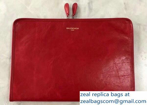 Balenciaga Bazar Zipped Pouch Clutch Bag Logo Red 2018