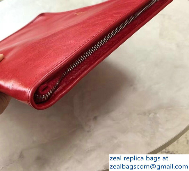 Balenciaga Bazar Zipped Pouch Clutch Bag Logo Red 2018