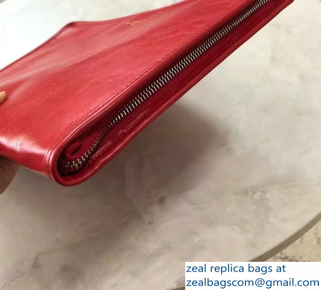 Balenciaga Bazar Zipped Pouch Clutch Bag Logo Red 2018 - Click Image to Close