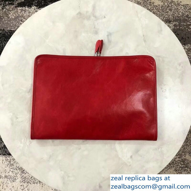 Balenciaga Bazar Zipped Pouch Clutch Bag Logo Red 2018