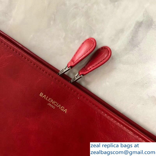 Balenciaga Bazar Zipped Pouch Clutch Bag Logo Red 2018