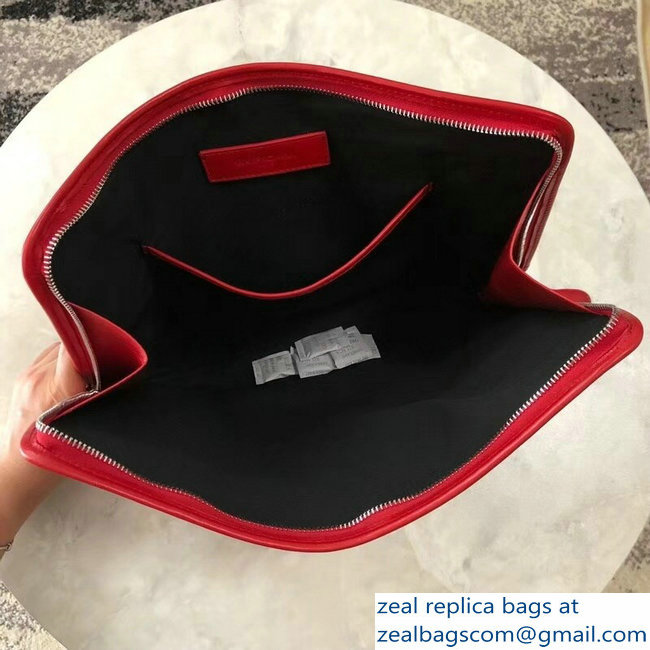 Balenciaga Bazar Zipped Pouch Clutch Bag Logo Red 2018