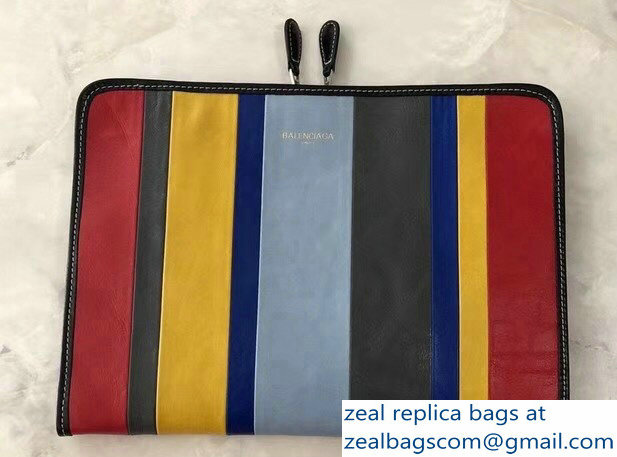 Balenciaga Bazar Zipped Pouch Clutch Bag Red/Etoupe/Yellow/Blue/Pale Blue 2018