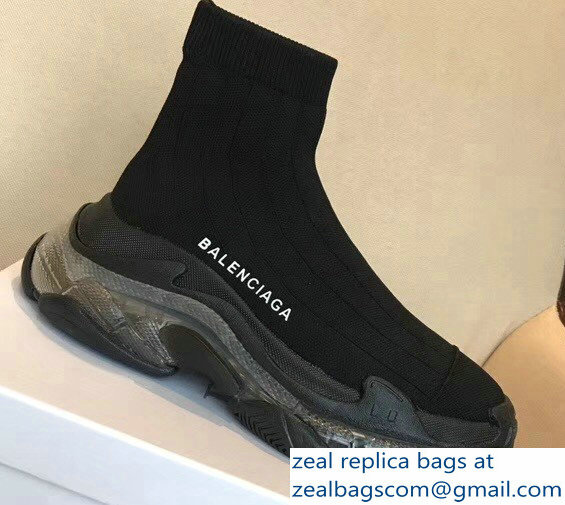 Balenciaga Cushioning Sole Knit Sock Speed Trainers Sneakers Black 2018 - Click Image to Close