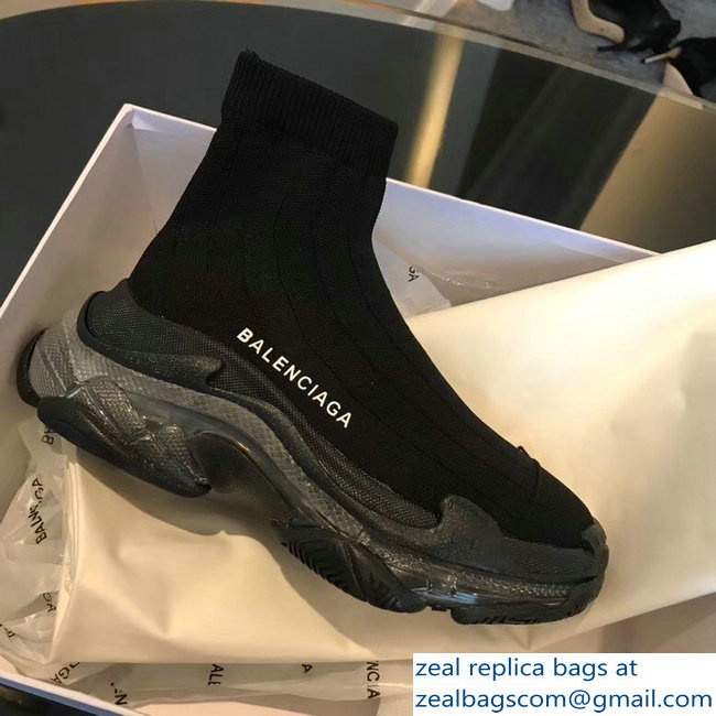 Balenciaga Cushioning Sole Knit Sock Speed Trainers Sneakers Black 2018 - Click Image to Close