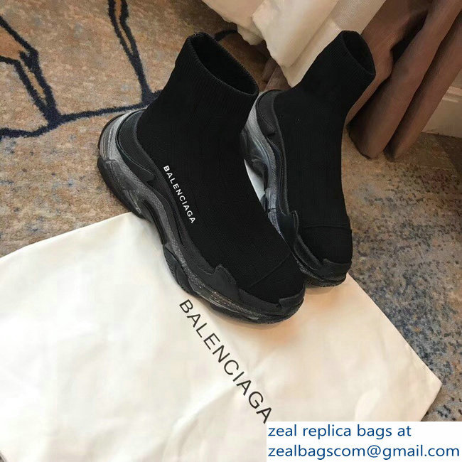 Balenciaga Cushioning Sole Knit Sock Speed Trainers Sneakers Black 2018 - Click Image to Close