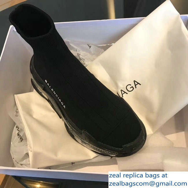 Balenciaga Cushioning Sole Knit Sock Speed Trainers Sneakers Black 2018 - Click Image to Close