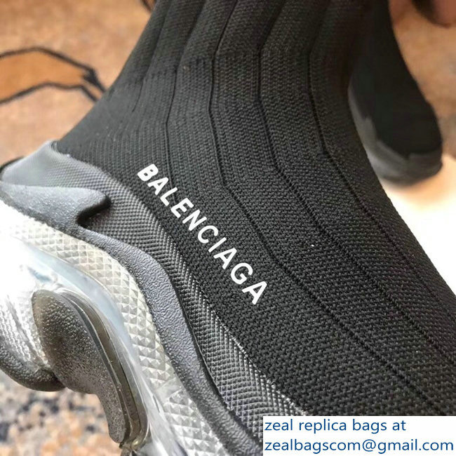 Balenciaga Cushioning Sole Knit Sock Speed Trainers Sneakers Black 2018 - Click Image to Close