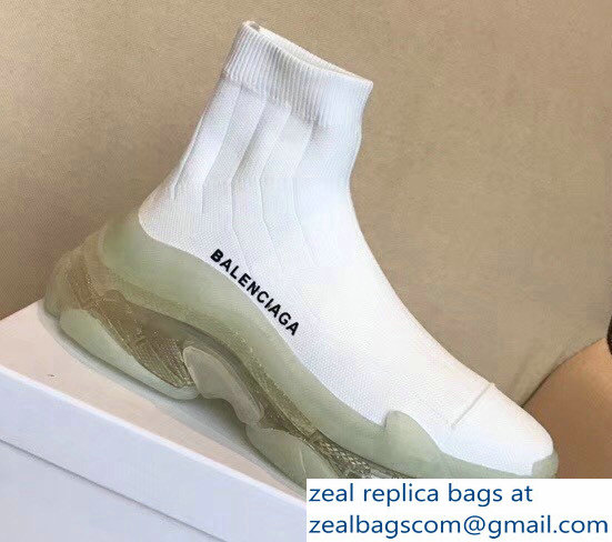 Balenciaga Cushioning Sole Knit Sock Speed Trainers Sneakers White 2018 - Click Image to Close