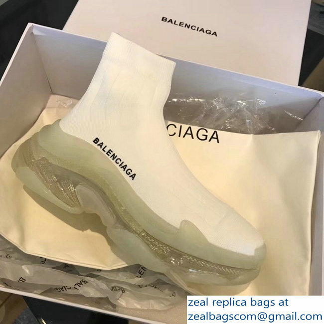 Balenciaga Cushioning Sole Knit Sock Speed Trainers Sneakers White 2018 - Click Image to Close