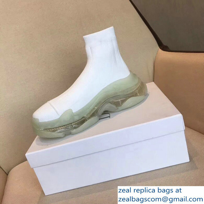 Balenciaga Cushioning Sole Knit Sock Speed Trainers Sneakers White 2018 - Click Image to Close