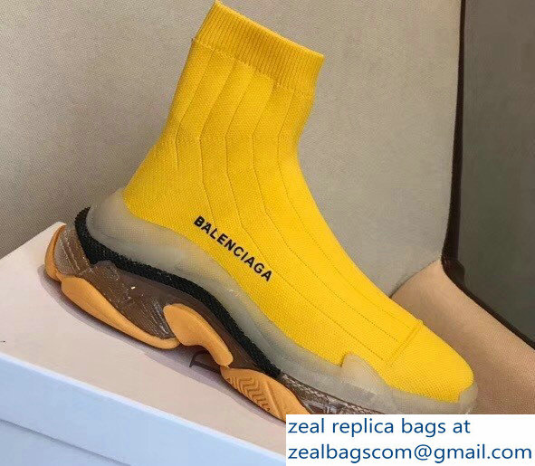 Balenciaga Cushioning Sole Knit Sock Speed Trainers Sneakers Yellow 2018 - Click Image to Close