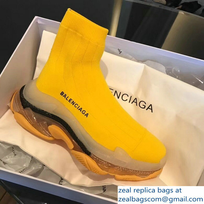 Balenciaga Cushioning Sole Knit Sock Speed Trainers Sneakers Yellow 2018