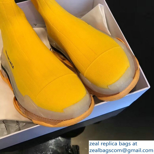 Balenciaga Cushioning Sole Knit Sock Speed Trainers Sneakers Yellow 2018