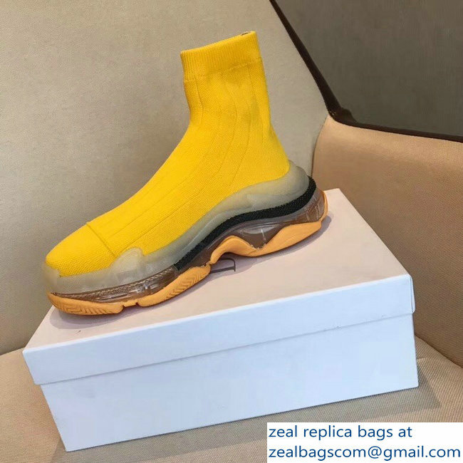 Balenciaga Cushioning Sole Knit Sock Speed Trainers Sneakers Yellow 2018