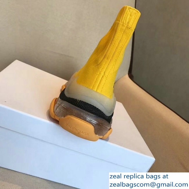 Balenciaga Cushioning Sole Knit Sock Speed Trainers Sneakers Yellow 2018 - Click Image to Close