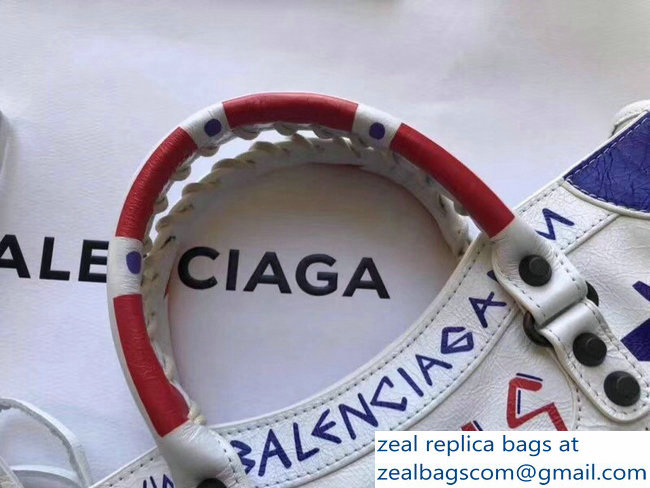 Balenciaga Graffiti Classic Small City Bag White/Red/Blue 2018 - Click Image to Close