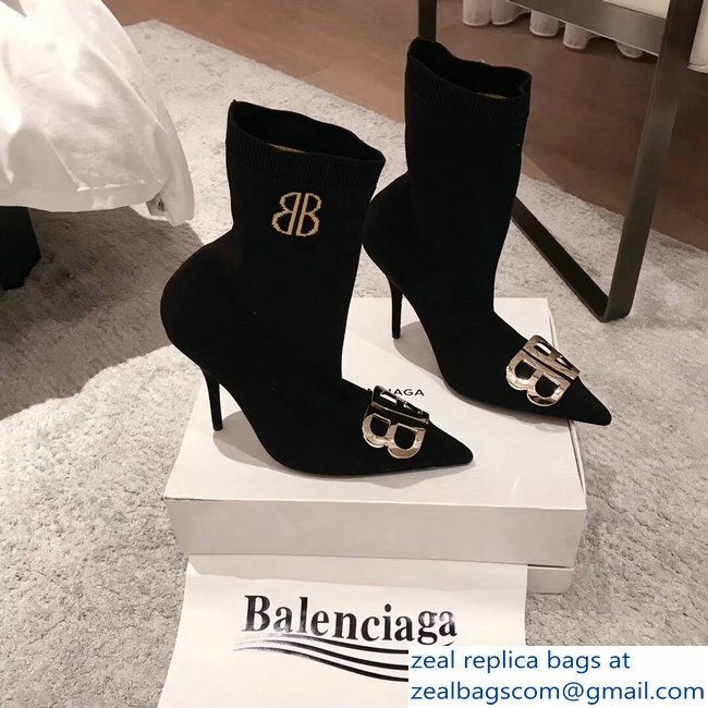 Balenciaga Heel 3cm/9cm BB Knife Ankle Boots Black 2018 - Click Image to Close