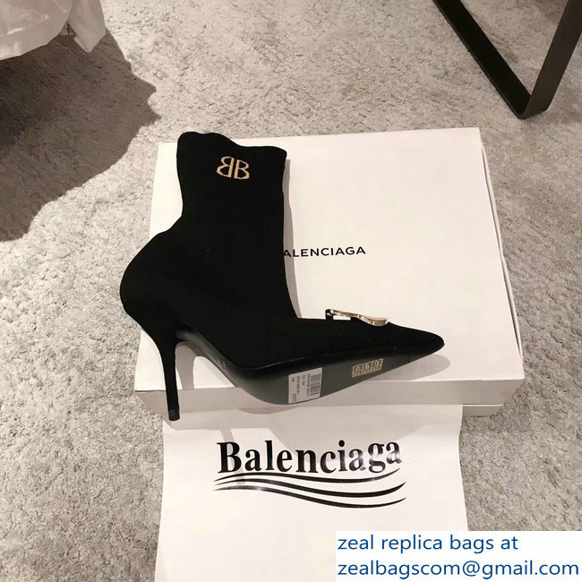 Balenciaga Heel 3cm/9cm BB Knife Ankle Boots Black 2018 - Click Image to Close