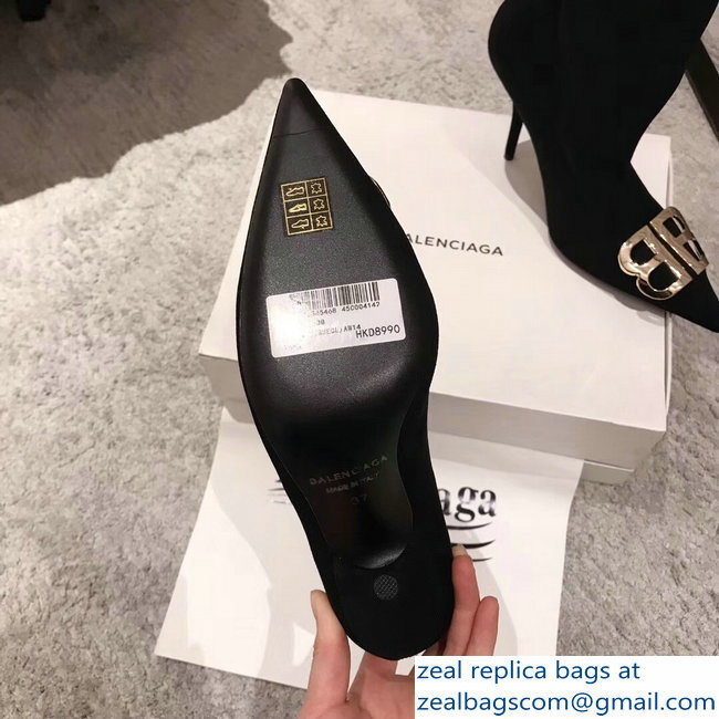 Balenciaga Heel 3cm/9cm BB Knife Over-The-Knee Boots Black 2018