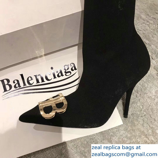 Balenciaga Heel 3cm/9cm BB Knife Over-The-Knee Boots Black 2018 - Click Image to Close